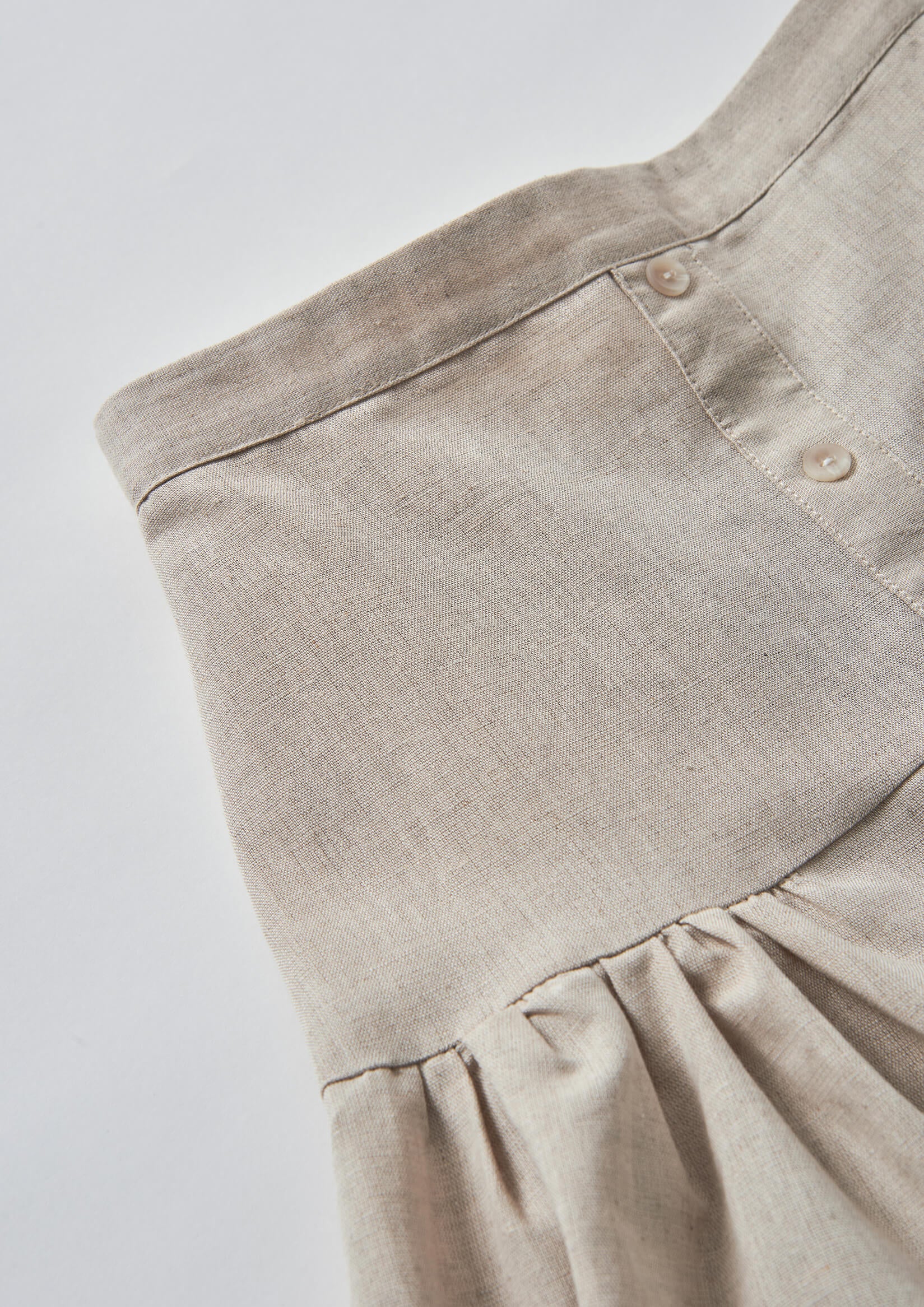 Popelin Sand Linen Midi Skirt