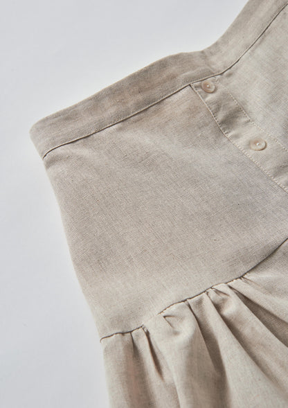 Popelin Sand Linen Midi Skirt
