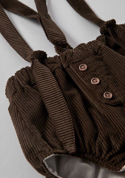 Popelin Baby Brown Corduroy Culotte With Removable Straps