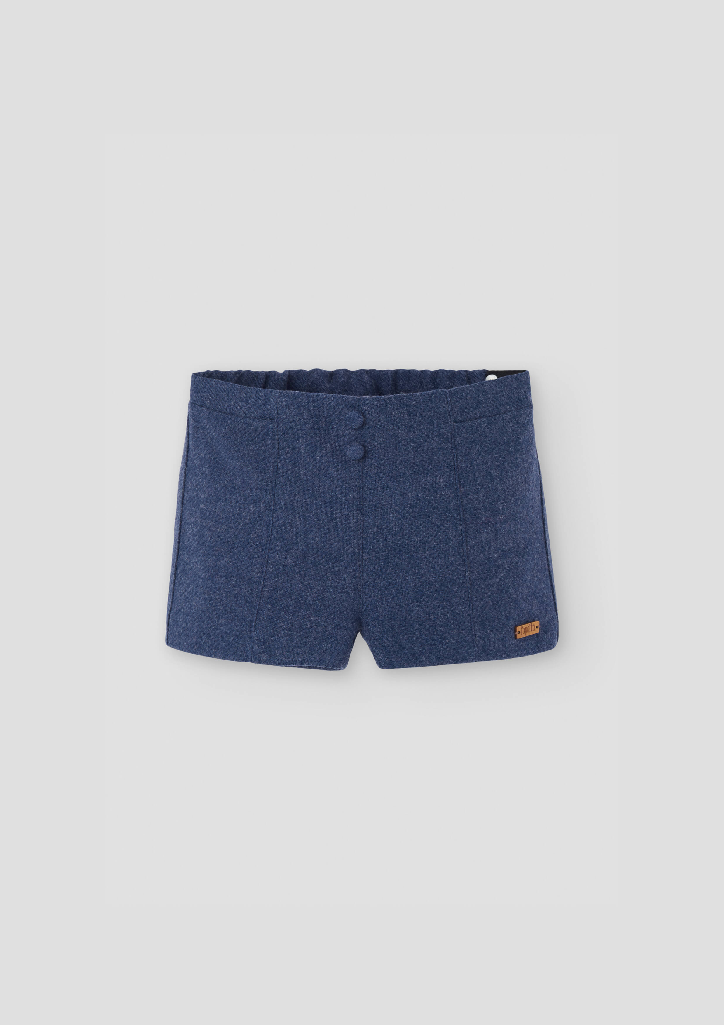 Popelin Blue Woollen Panelled Shorts