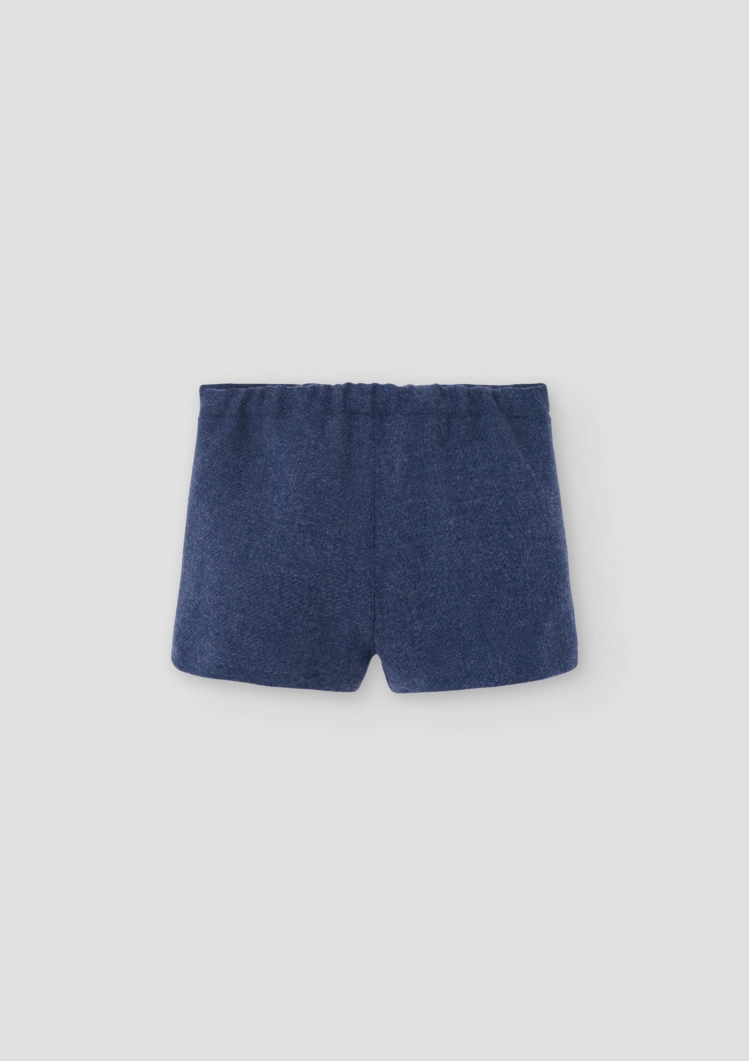 Popelin Blue Woollen Panelled Shorts