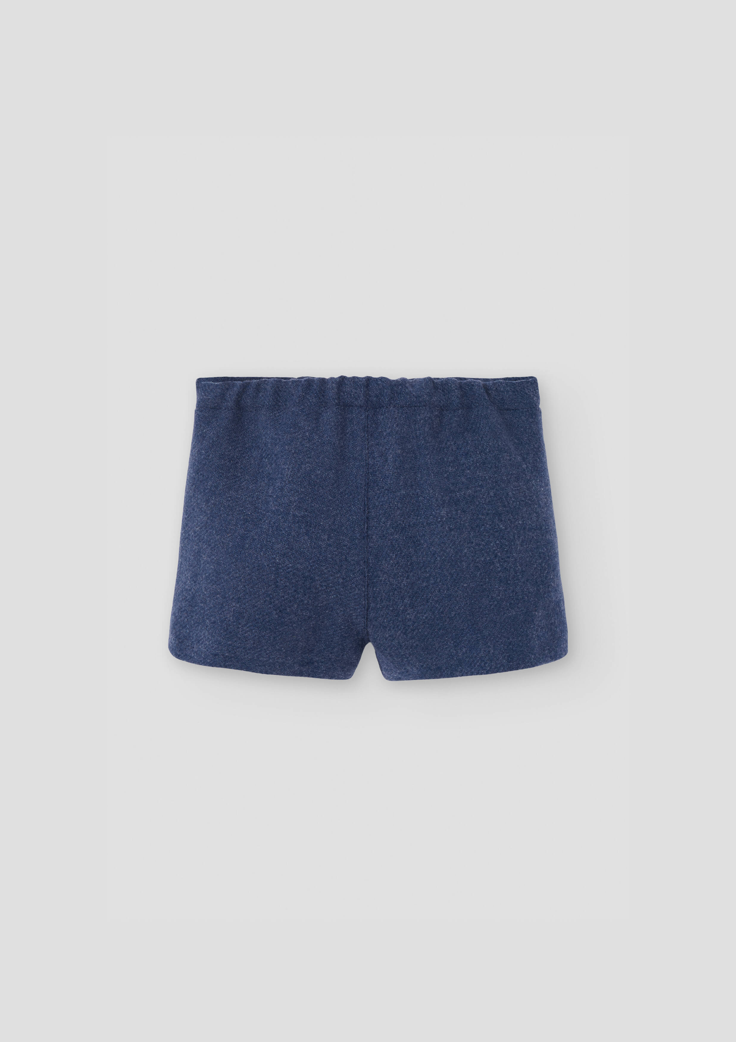 Popelin Blue Woollen Panelled Shorts