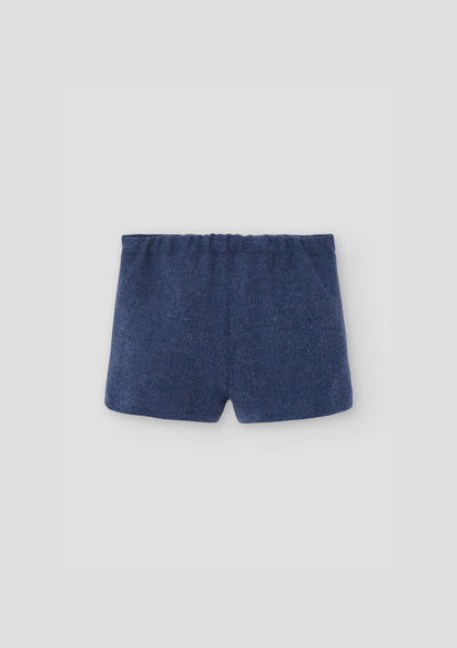 Popelin Blue Woollen Panelled Shorts