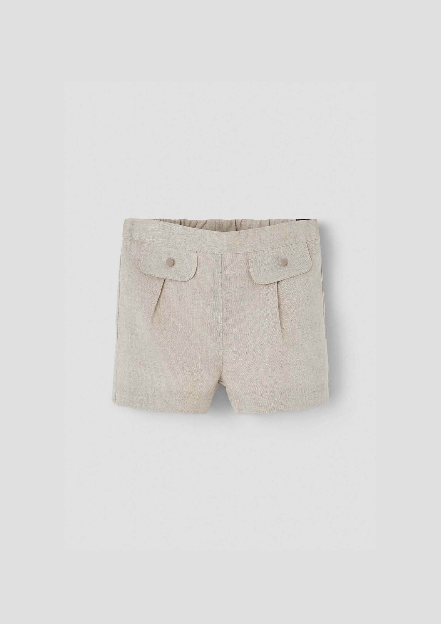 Popelin Sand Linen Shorts with Flaps