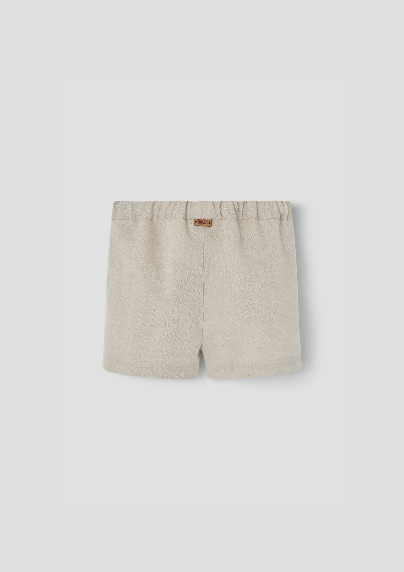Popelin Sand Linen Shorts with Flaps