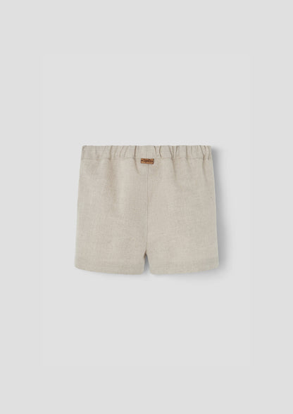 Popelin Sand Linen Shorts with Flaps