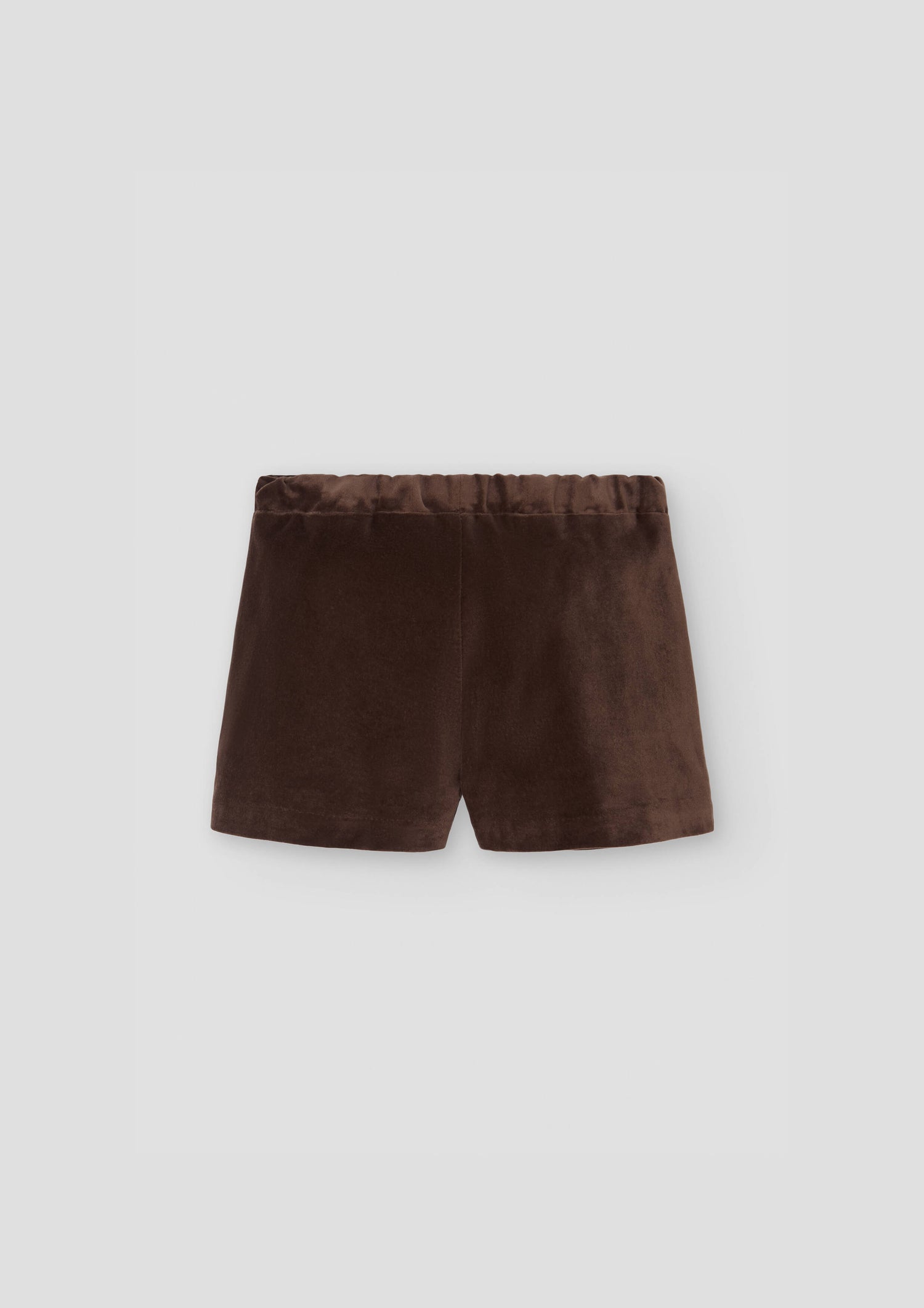 Popelin Brown Velvet Shorts With Darts