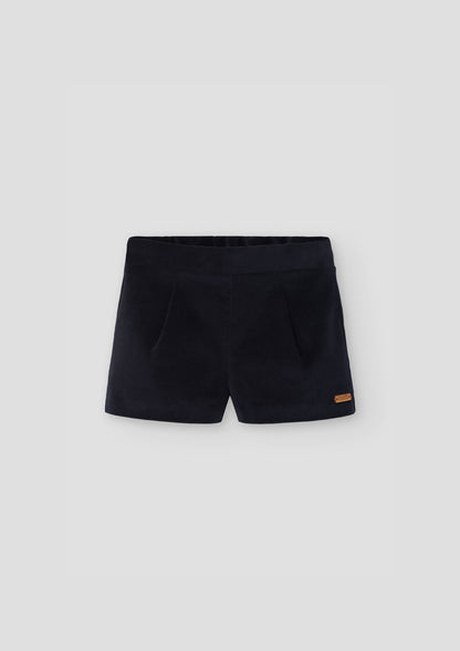 Popelin Black Velvet Shorts With Darts