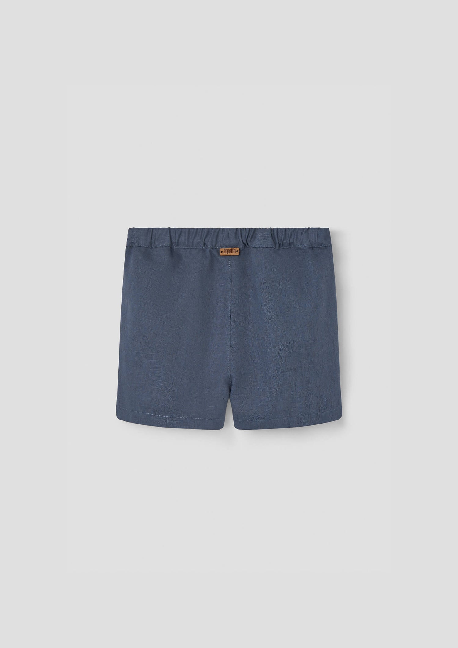 Popelin Slate Blue Linen Shorts with Flaps
