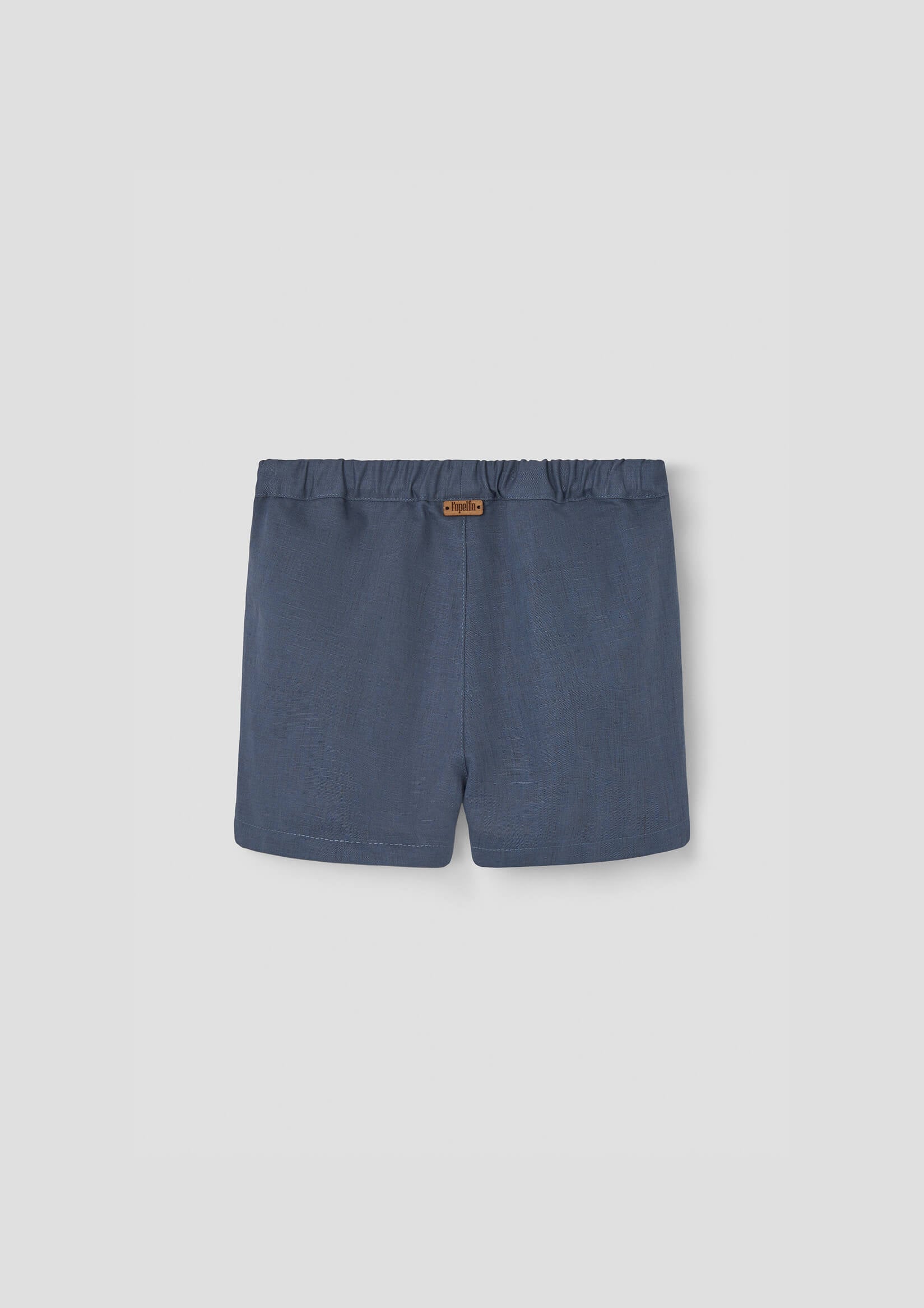 Popelin Slate Blue Linen Shorts with Flaps