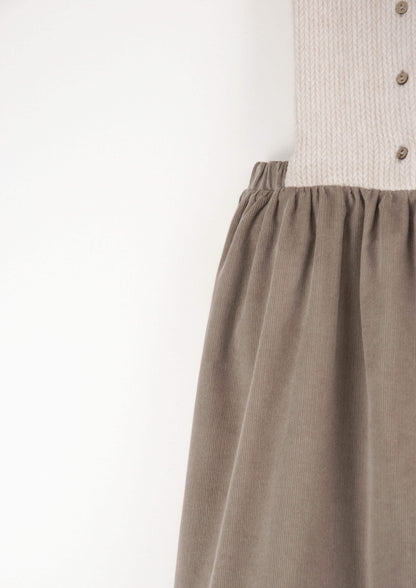 Popelin Ivory and Taupe Dress
