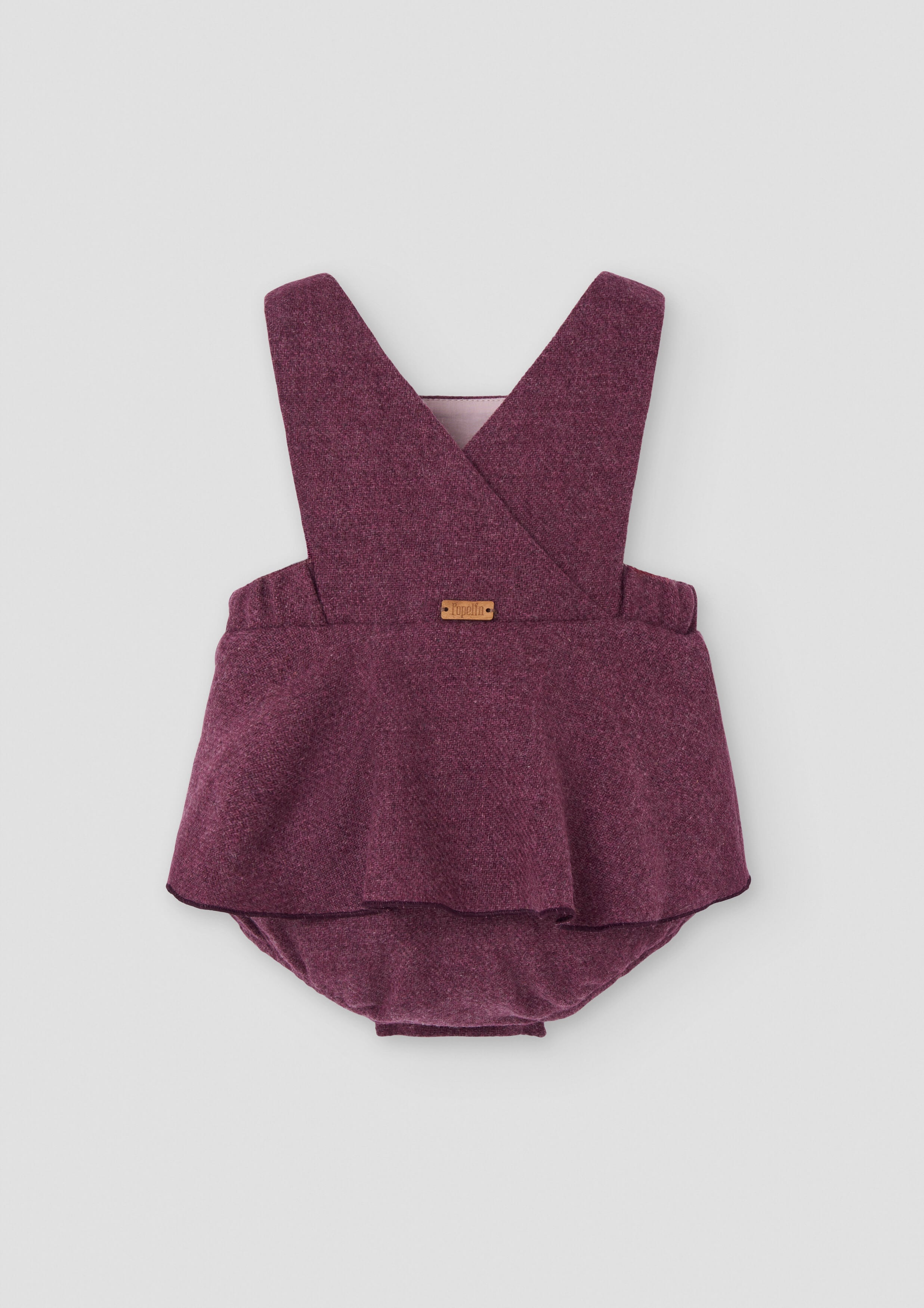 Popelin Baby Wine Red Woollen Romper Suit With Straps