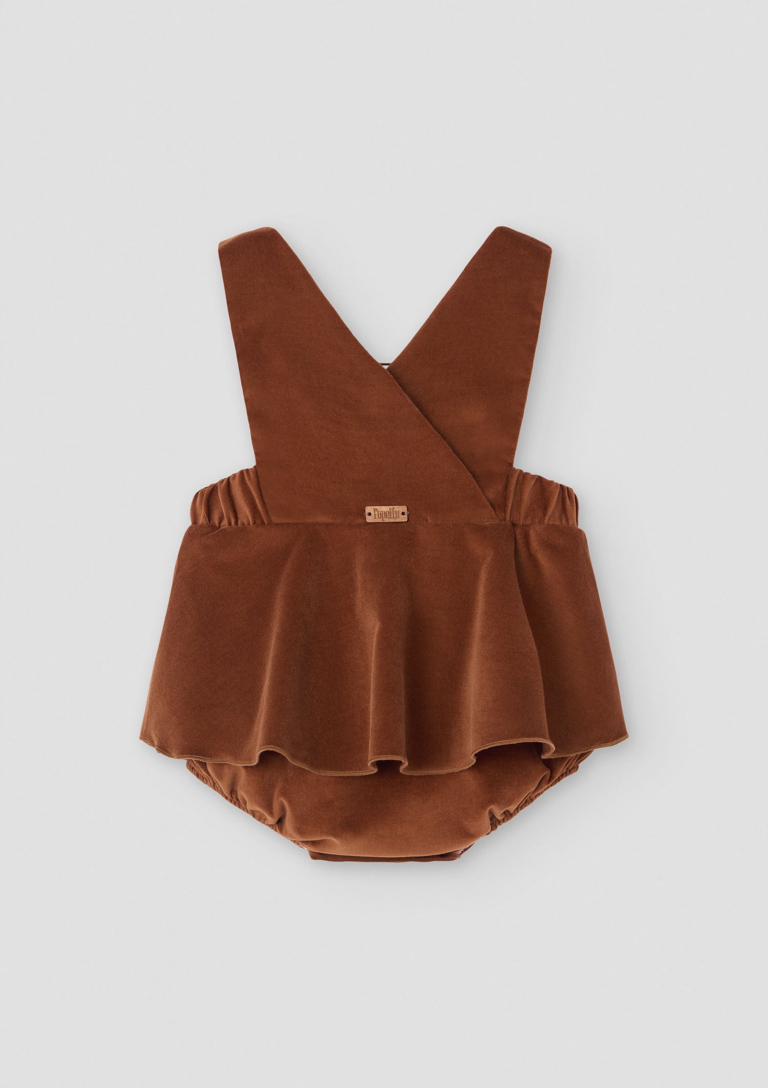 Popelin Baby Terracotta Velvet Romper Suit With Straps