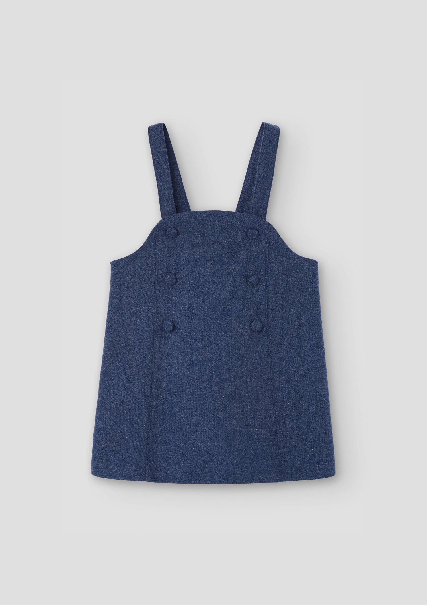 Popelin Girls Blue Wool Short Dress With Bib