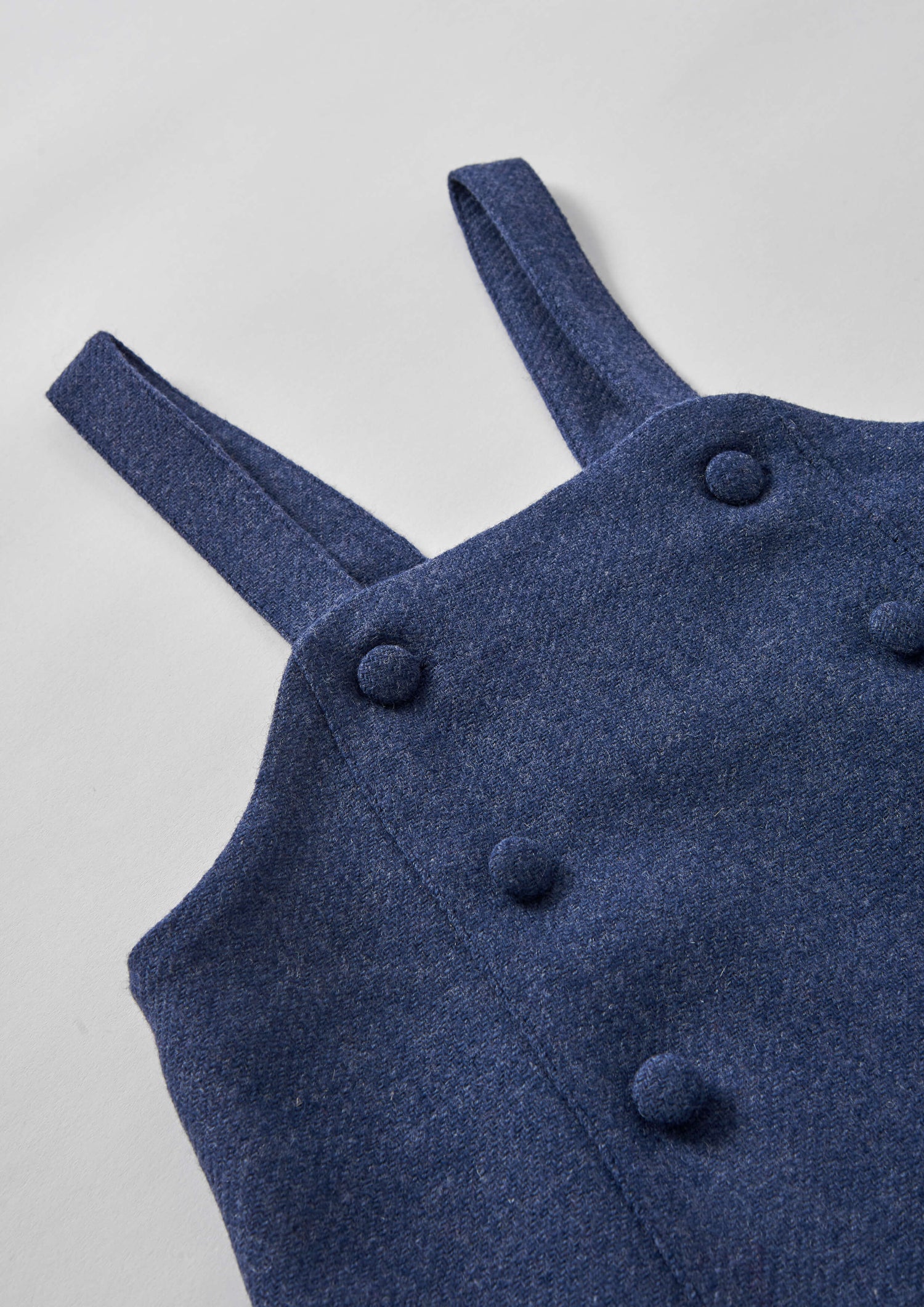 Popelin Girls Blue Wool Short Dress With Bib