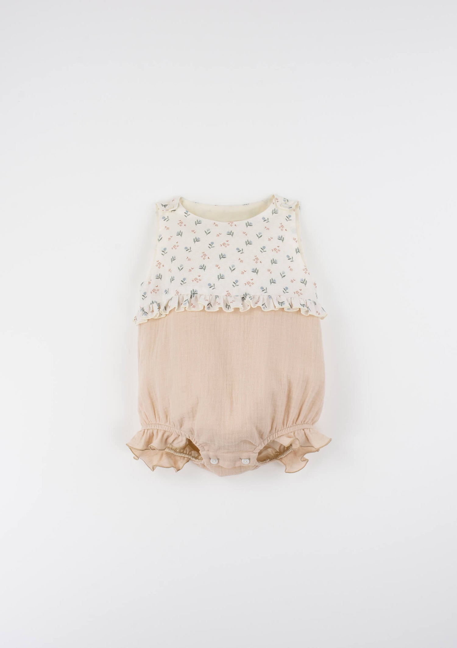 Popelin Floral Contrasting Baby Romper Suit