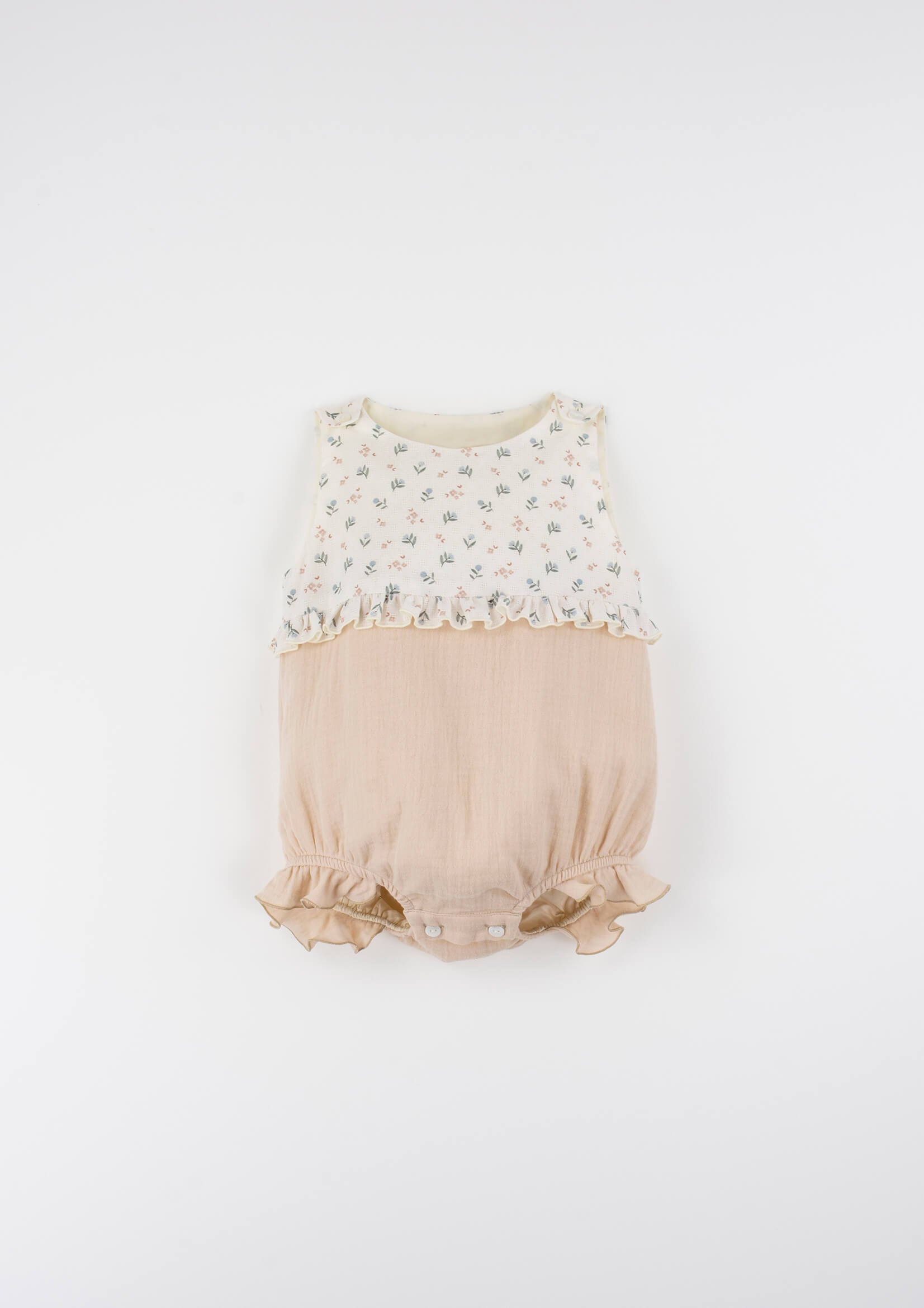 Popelin Floral Contrasting Baby Romper Suit