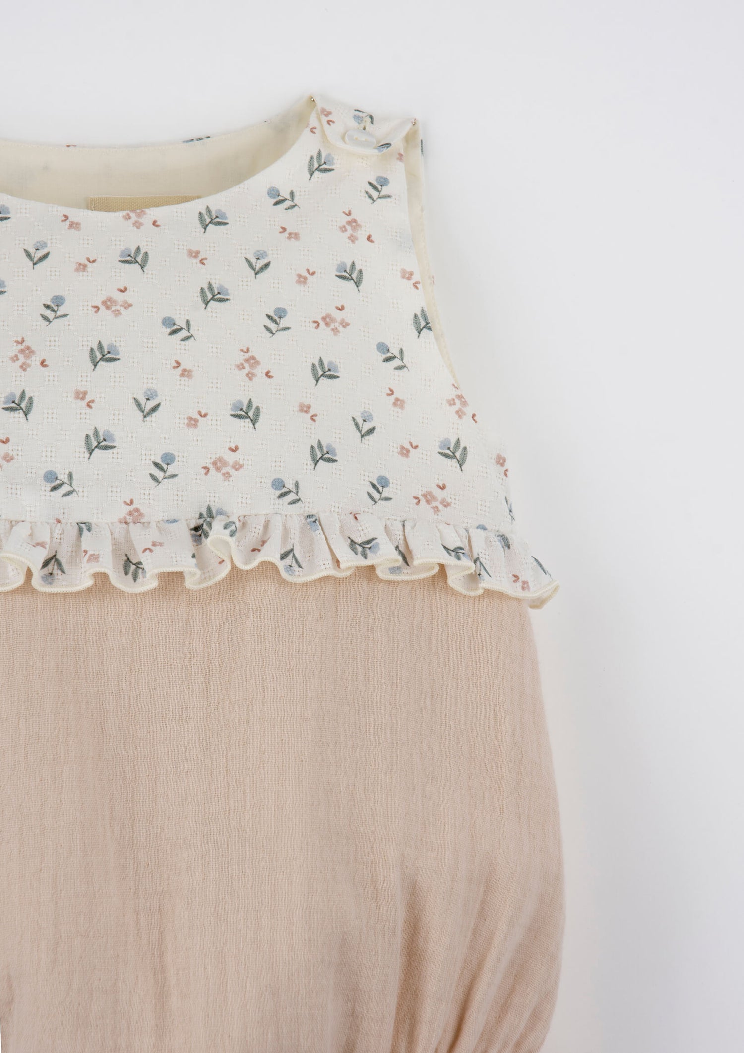 Popelin Floral Contrasting Baby Romper Suit