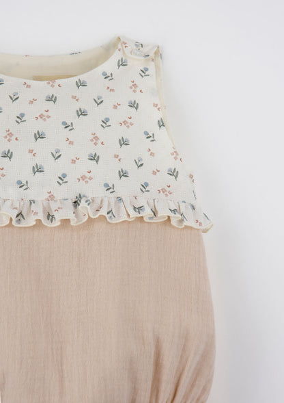 Popelin Floral Contrasting Baby Romper Suit