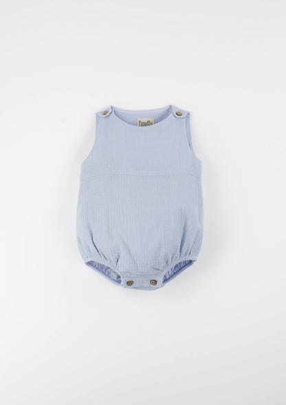 Popelin Blue Baby Romper Suit
