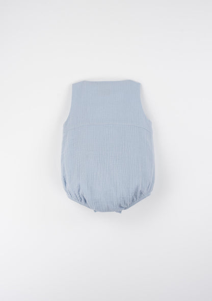 Popelin Blue Baby Romper Suit