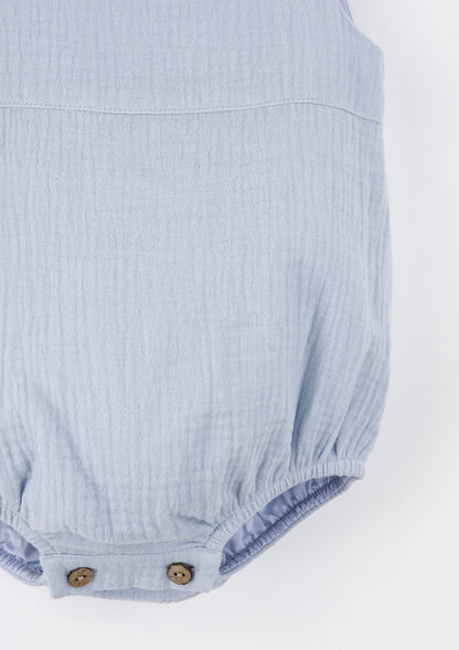 Popelin Blue Baby Romper Suit