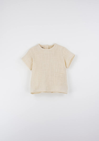 Popelin Off-White Organic Shirt with Pocket