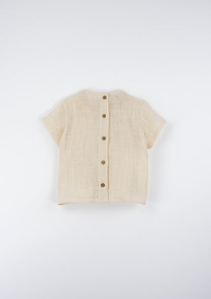 Popelin Off-White Organic Shirt with Pocket