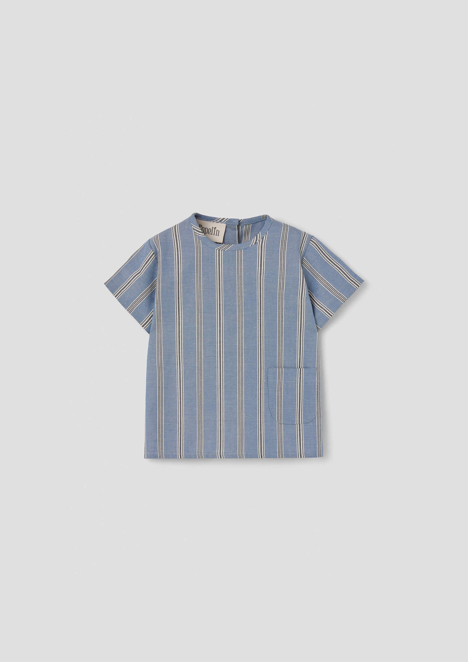 Popelin Blue Striped Shirt with Pocket
