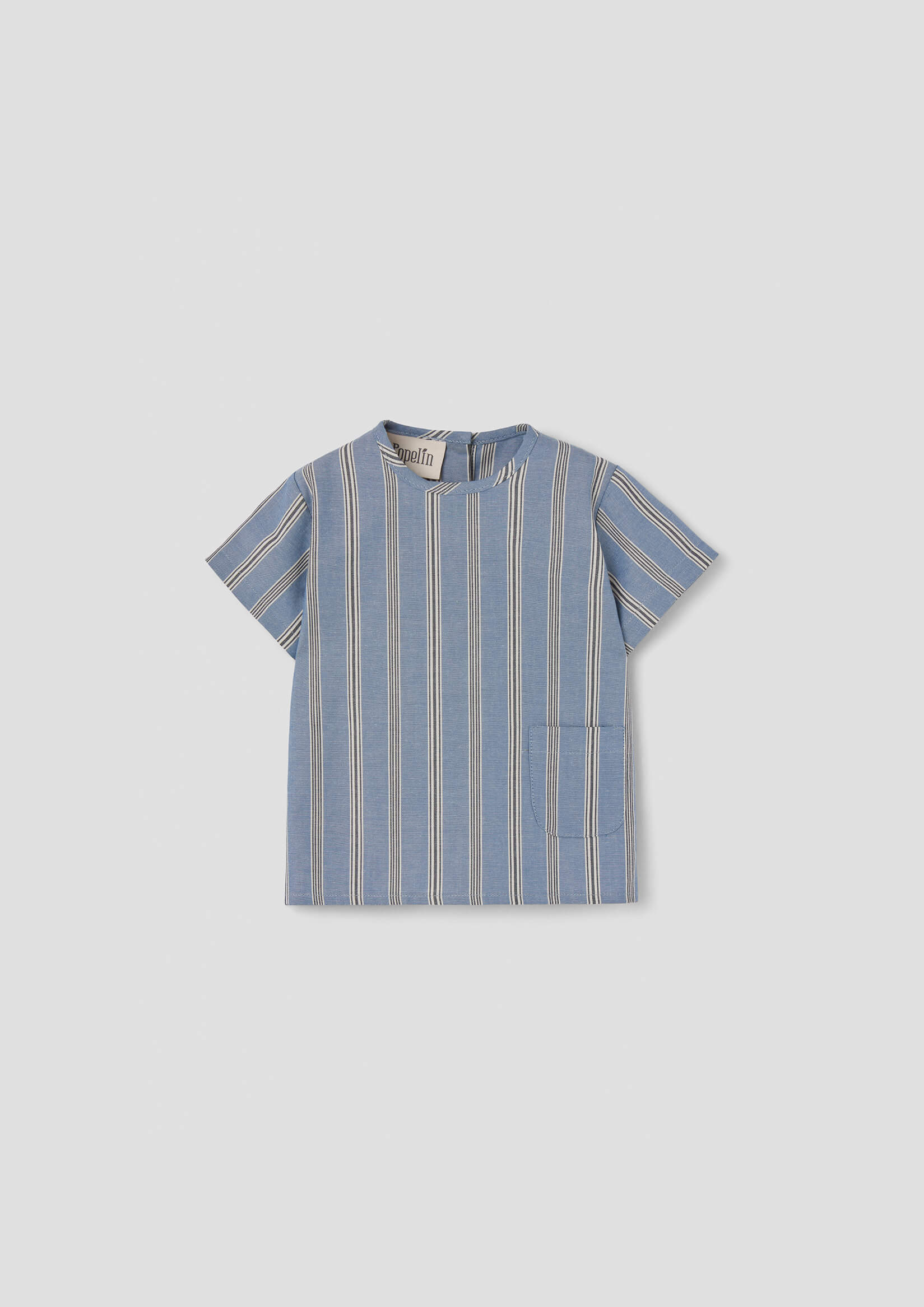 Popelin Blue Striped Shirt with Pocket