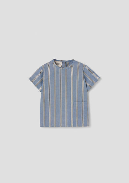 Popelin Blue Striped Shirt with Pocket