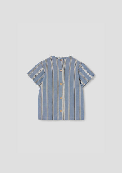 Popelin Blue Striped Shirt with Pocket