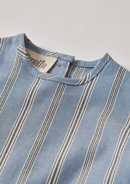 Popelin Blue Striped Shirt with Pocket