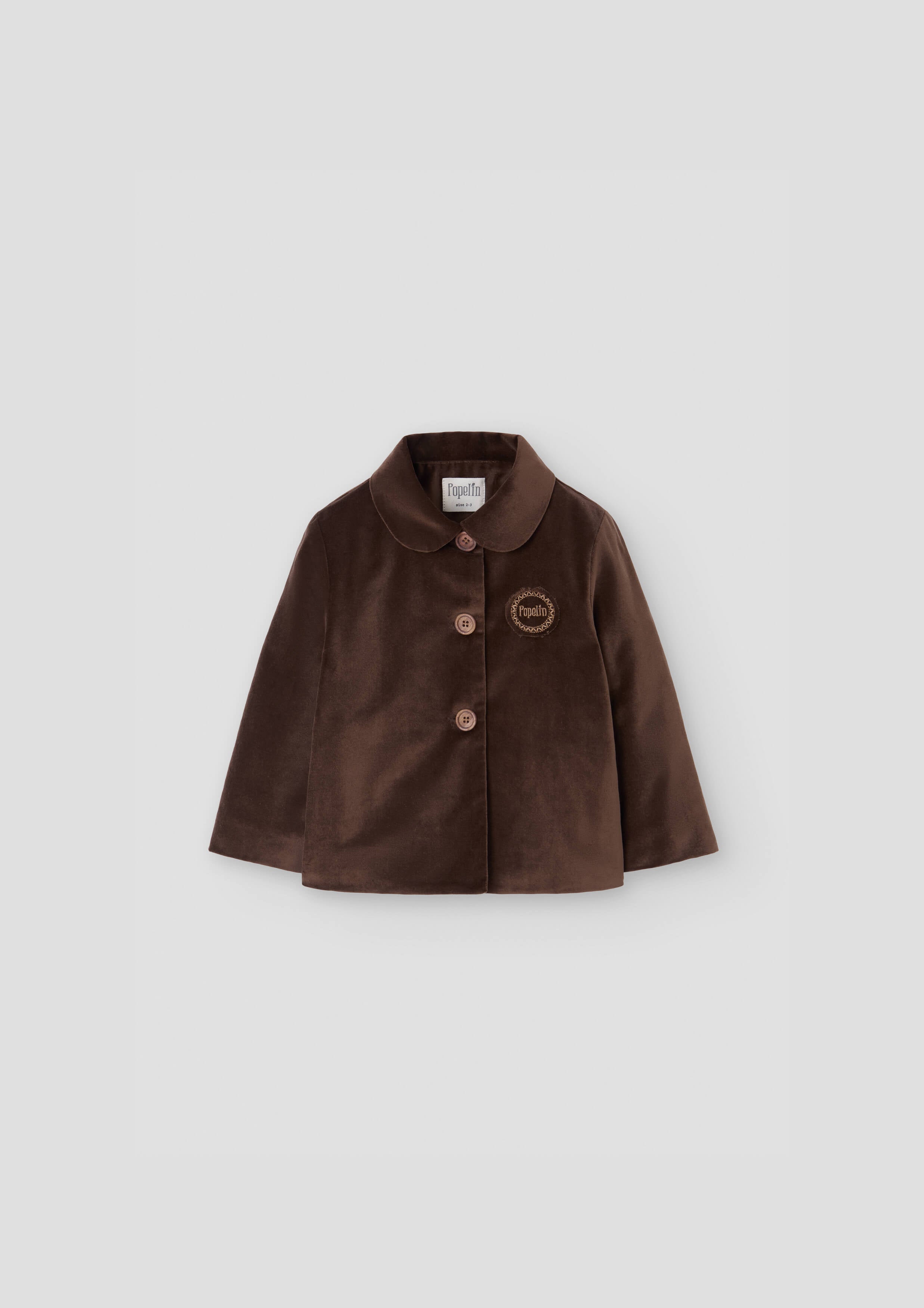 Popelin Brown Velvet Coat with Collar
