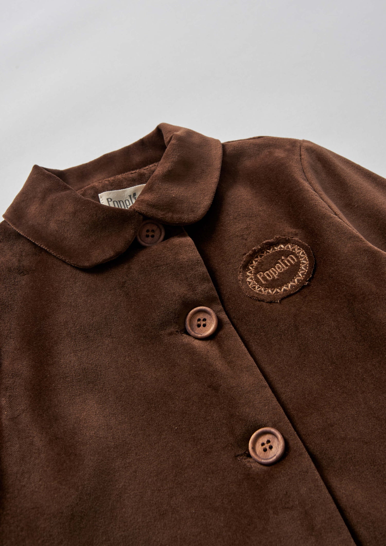 Popelin Brown Velvet Coat with Collar