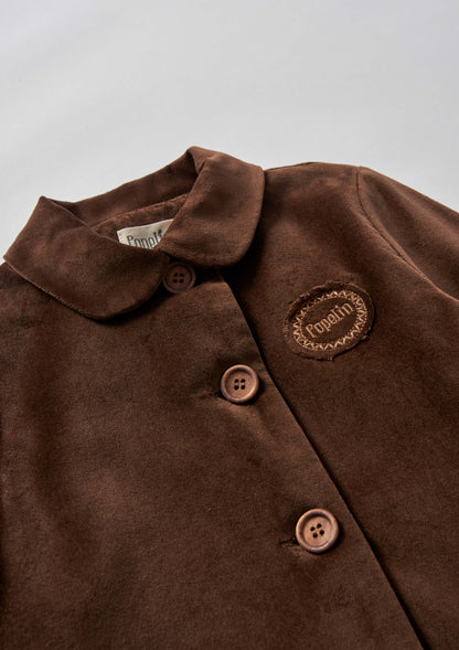 Popelin Brown Velvet Coat with Collar