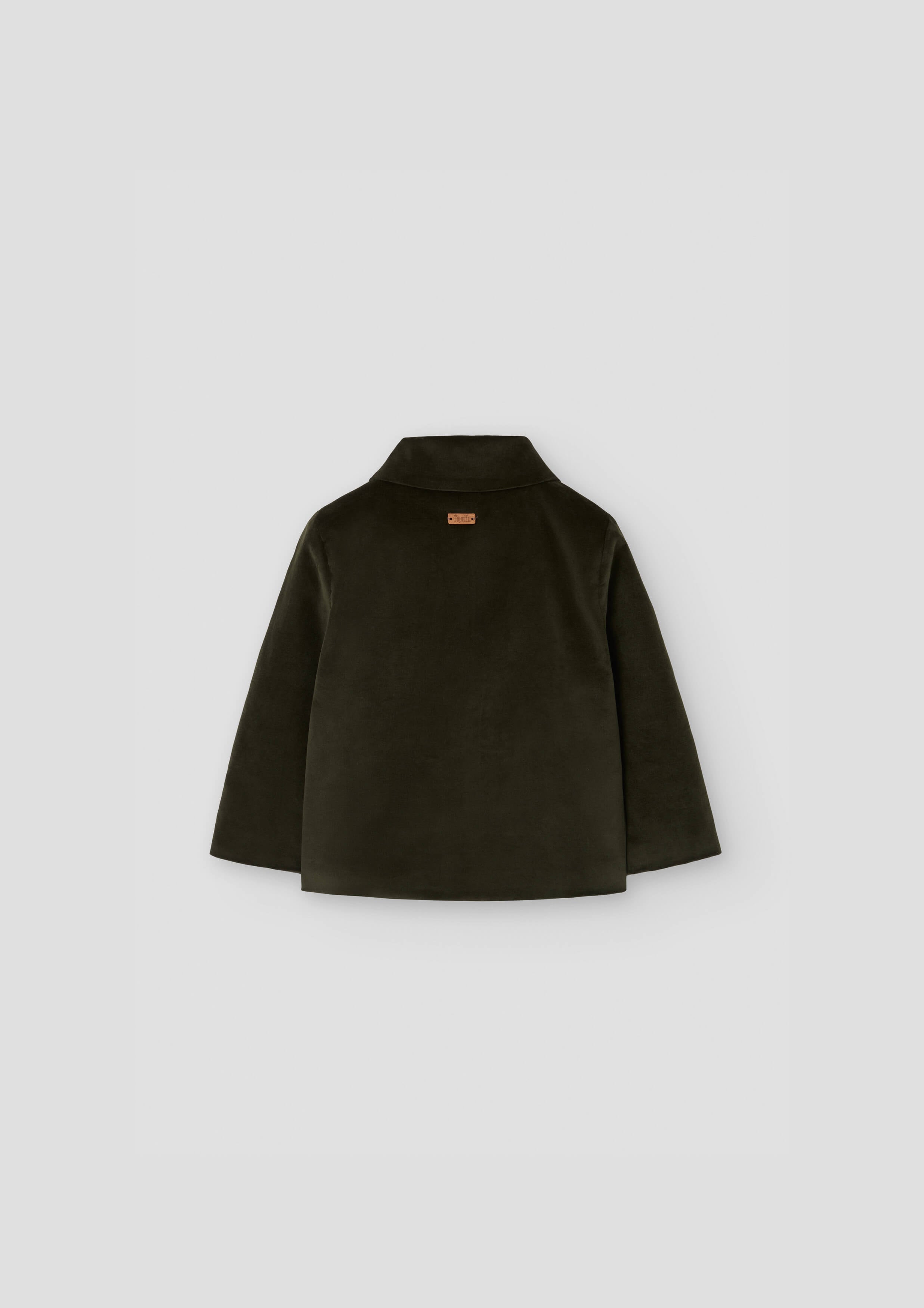 Popelin Boys Moss Green Velvet Coat with Collar