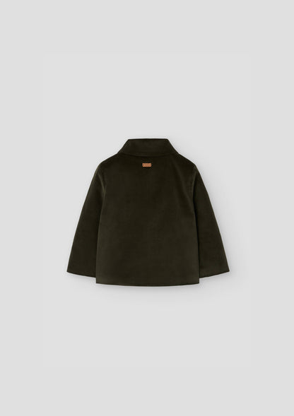 Popelin Boys Moss Green Velvet Coat with Collar