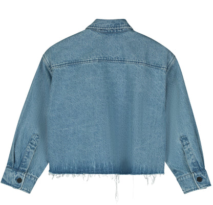 Tangerine Cropped Denim Shirt