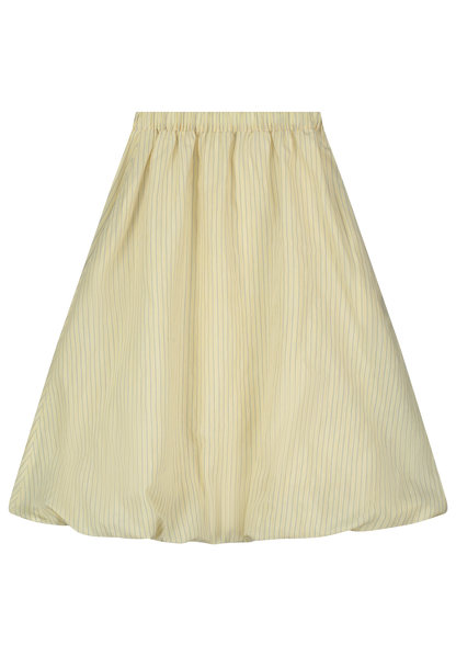 Tangerine Striped Puff Ball Midi Skirt