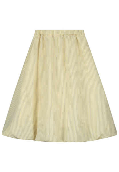 Tangerine Striped Puff Ball Midi Skirt