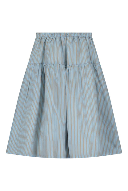 Tangerine Blue Striped Midi Skirt