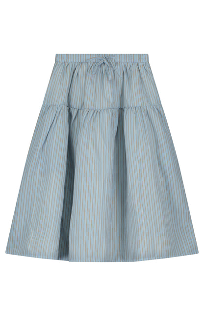 Tangerine Blue Striped Midi Skirt