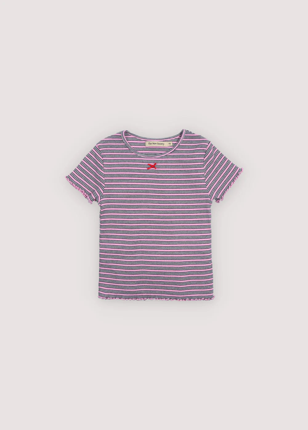 The New Society Rib Baby Tee Pink Lavender Mini Stripes