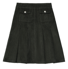 Tangerine Corduroy Pleated Skirt