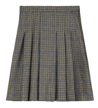 Tangerine Houndstooth Pleated Midi Skirt