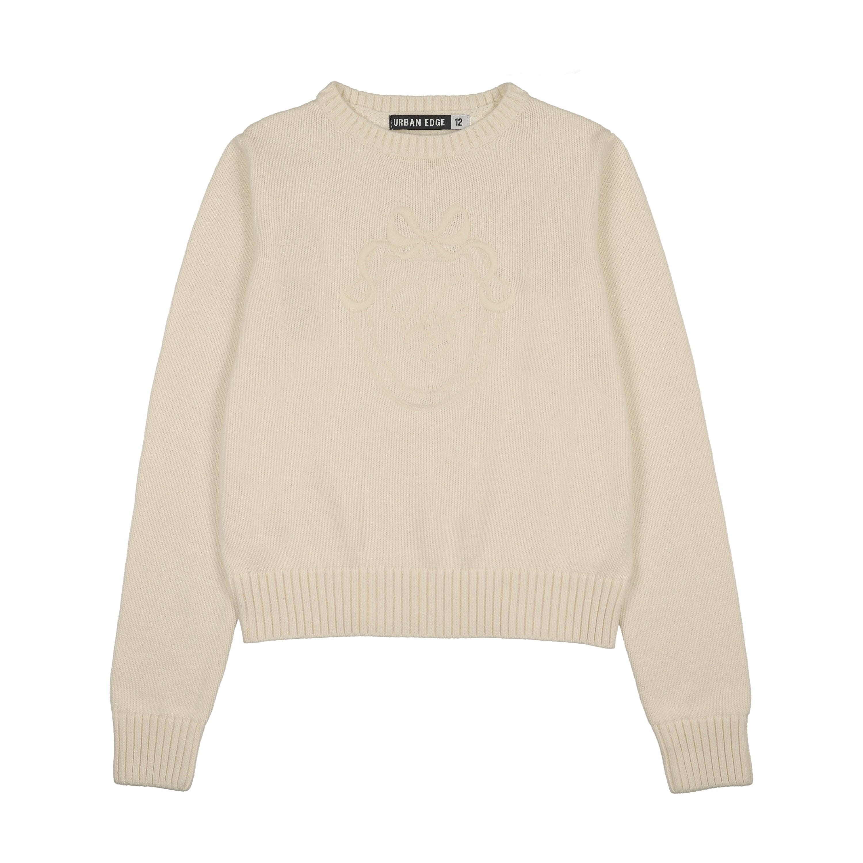Urban Edge Teens Off-White Tone On Tone Sweater
