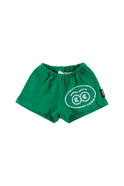 Loud Eyes Green Logo Shorts