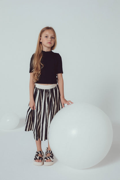 Unlabel Black and Milk Stripes Anne Skirt