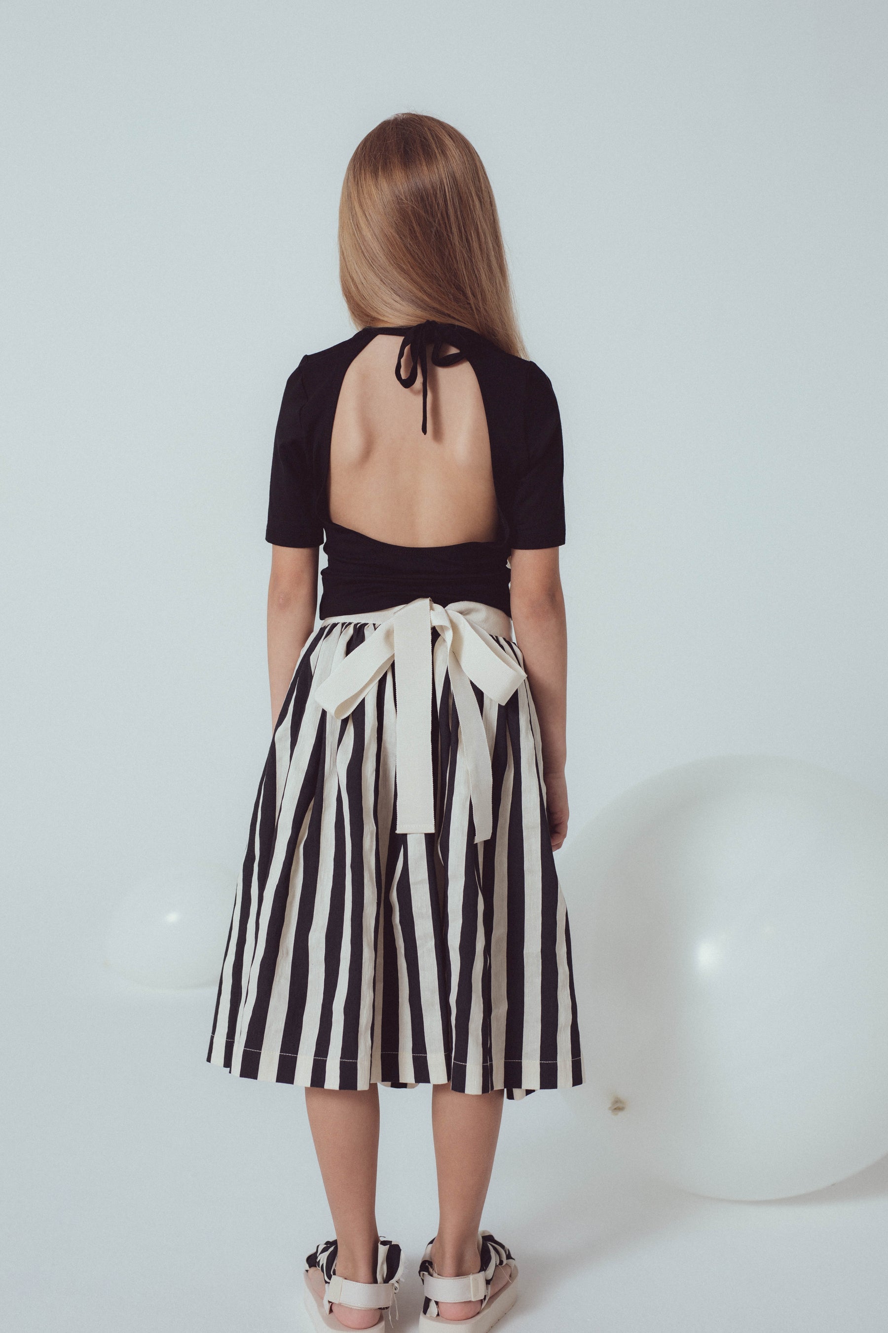 Unlabel Black and Milk Stripes Anne Skirt